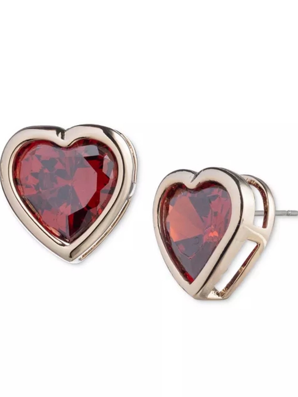 Givenchy Gold-Tone Heart Stud Earrings with Red Stones